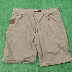 Wrangler Riggs Workwear Shorts Mens 42 (41) Khaki Beige Ripstop Cargo Work
